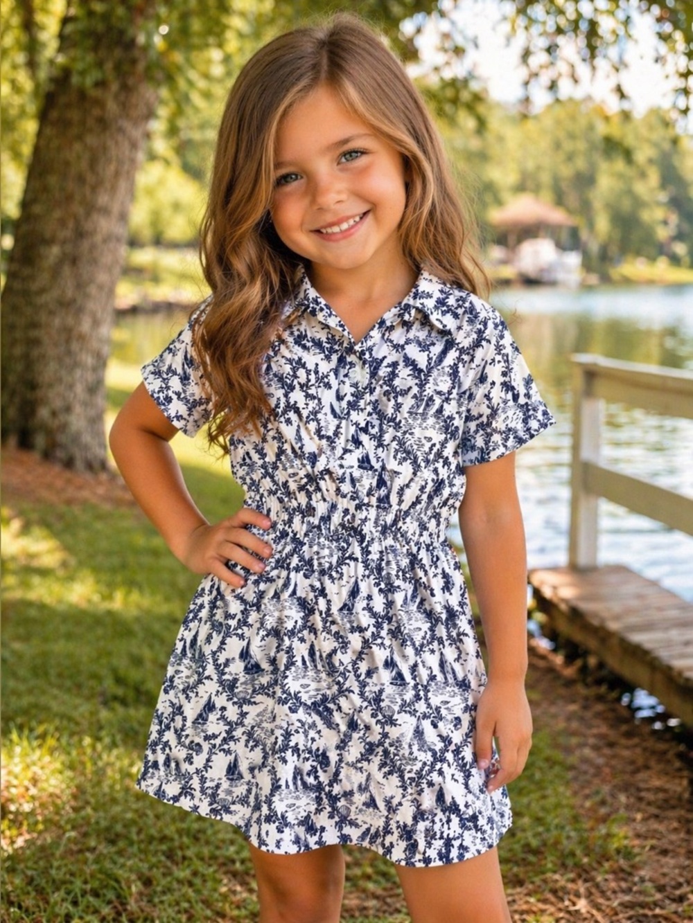 Magellan Outdoors Navy on White Sailboat Print Shirt Dress